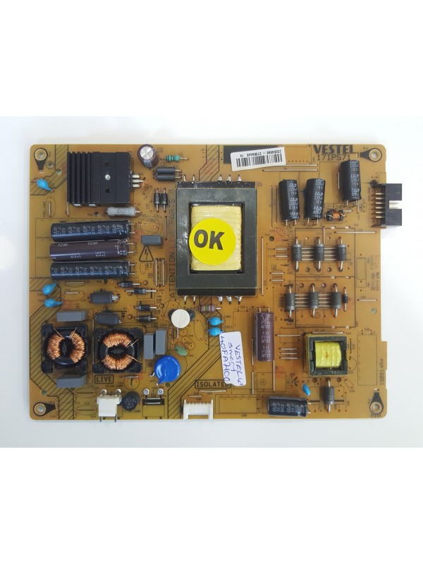 17IPS71, 23256666, Vestel Smart 40Fa7100 Power Board, Besleme Kar…